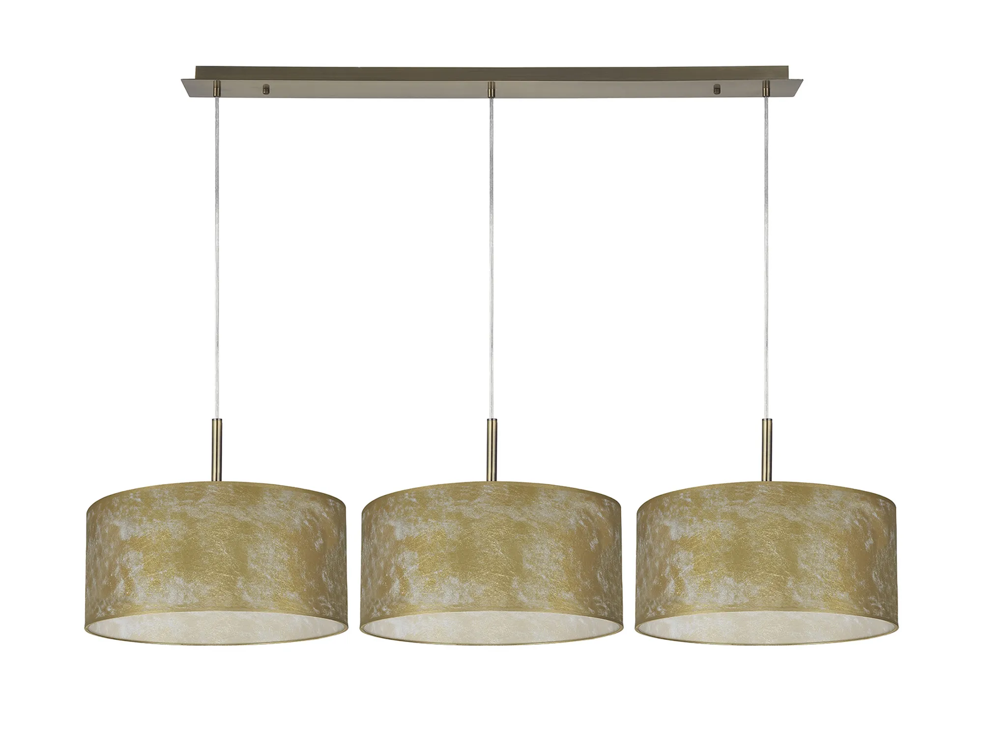 Baymont 40cm Shade 3 Light Pendant Antique Brass, Gold Leaf DK0842  Deco Baymont AB GL
